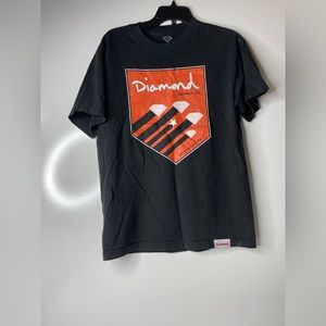 Diamond Supply Shirt Adult Medium Black Orange Get Your Shine On Mens.